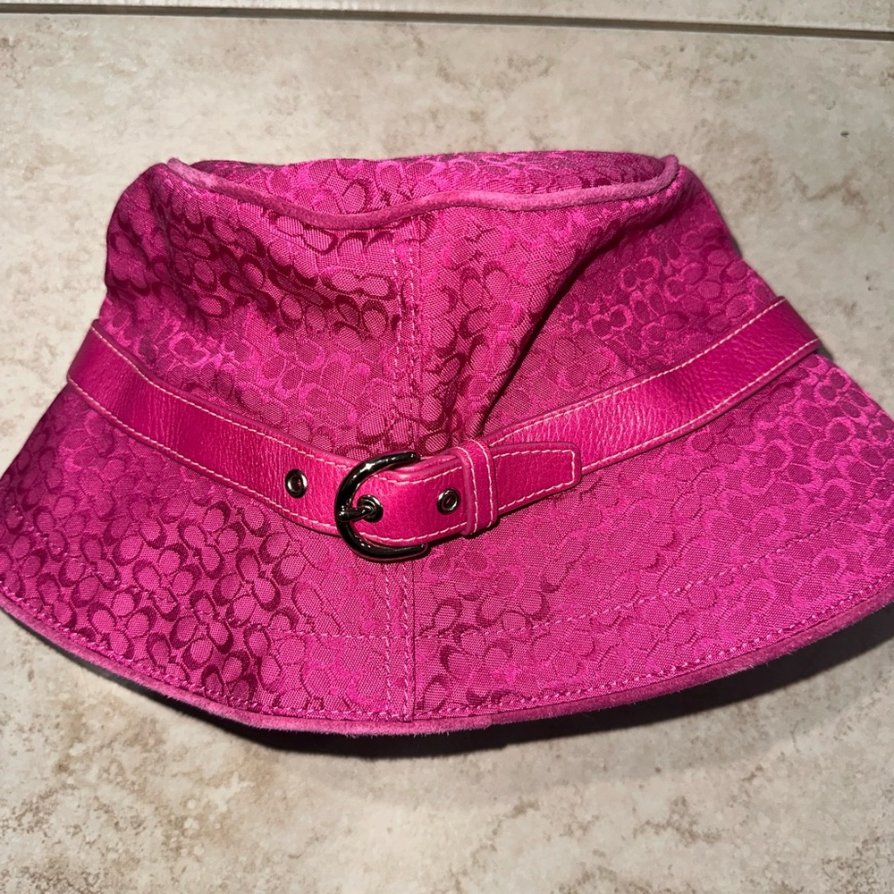Coach Pink Patterned Bucket Hat with Buckle